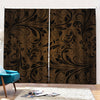 Dark Brown Western Damask Print Pencil Pleat Curtains