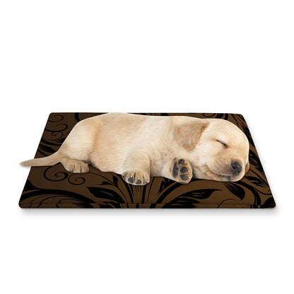 Dark Brown Western Damask Print Pet Cooling Mat Cover