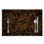 Dark Brown Western Damask Print Placemat