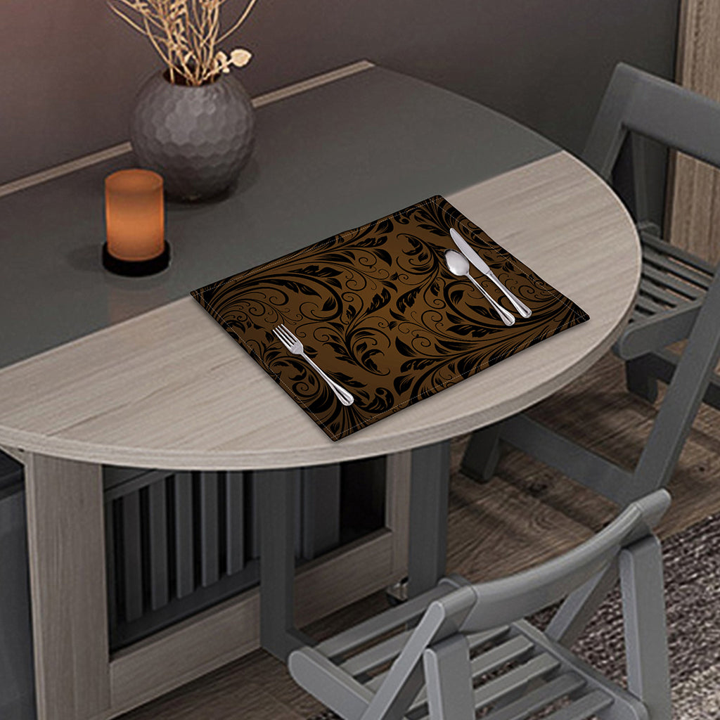 Dark Brown Western Damask Print Placemat