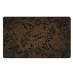 Dark Brown Western Damask Print Polyester Doormat