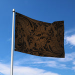 Dark Brown Western Damask Print Polyester Flag