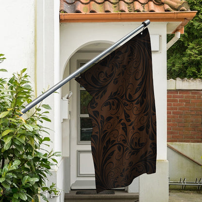 Dark Brown Western Damask Print Polyester Flag