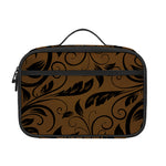 Dark Brown Western Damask Print Portable Lunch Bag
