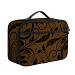 Dark Brown Western Damask Print Portable Lunch Bag
