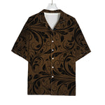 Dark Brown Western Damask Print Rayon Hawaiian Shirt