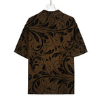 Dark Brown Western Damask Print Rayon Hawaiian Shirt