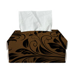 Dark Brown Western Damask Print Rectangle Tissue Box Cover