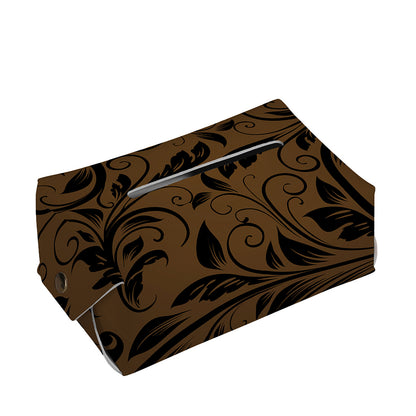 Dark Brown Western Damask Print Rectangle Tissue Box Cover