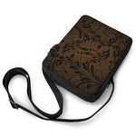 Dark Brown Western Damask Print Rectangular Crossbody Bag