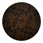 Dark Brown Western Damask Print Round Blanket