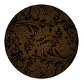 Dark Brown Western Damask Print Round Floor Mat