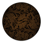 Dark Brown Western Damask Print Round Floor Mat