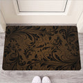 Dark Brown Western Damask Print Rubber Doormat