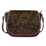 Dark Brown Western Damask Print Saddle Bag
