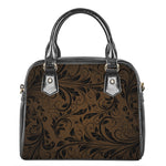 Dark Brown Western Damask Print Shoulder Handbag