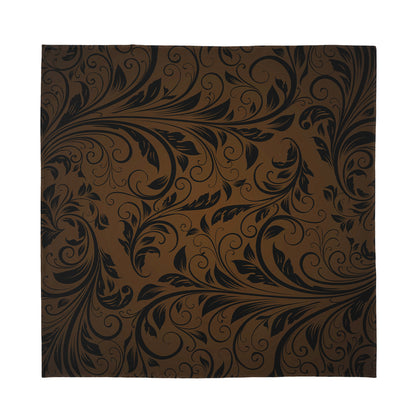 Dark Brown Western Damask Print Silk Bandana