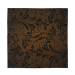 Dark Brown Western Damask Print Silk Bandana