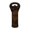 Dark Brown Western Damask Print Single Neoprene Wine Tote