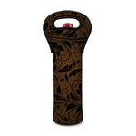 Dark Brown Western Damask Print Single Neoprene Wine Tote