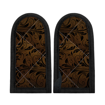Dark Brown Western Damask Print Skillet Handle Cover