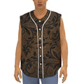 Dark Brown Western Damask Print Sleeveless Baseball Jersey