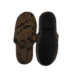 Dark Brown Western Damask Print Slippers