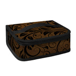 Dark Brown Western Damask Print Small Lunch Bag