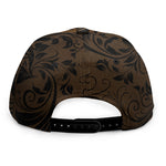 Dark Brown Western Damask Print Snapback Cap