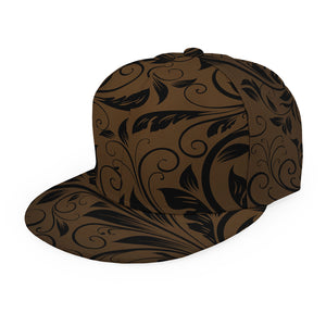 Dark Brown Western Damask Print Snapback Cap