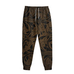 Dark Brown Western Damask Print Sweatpants