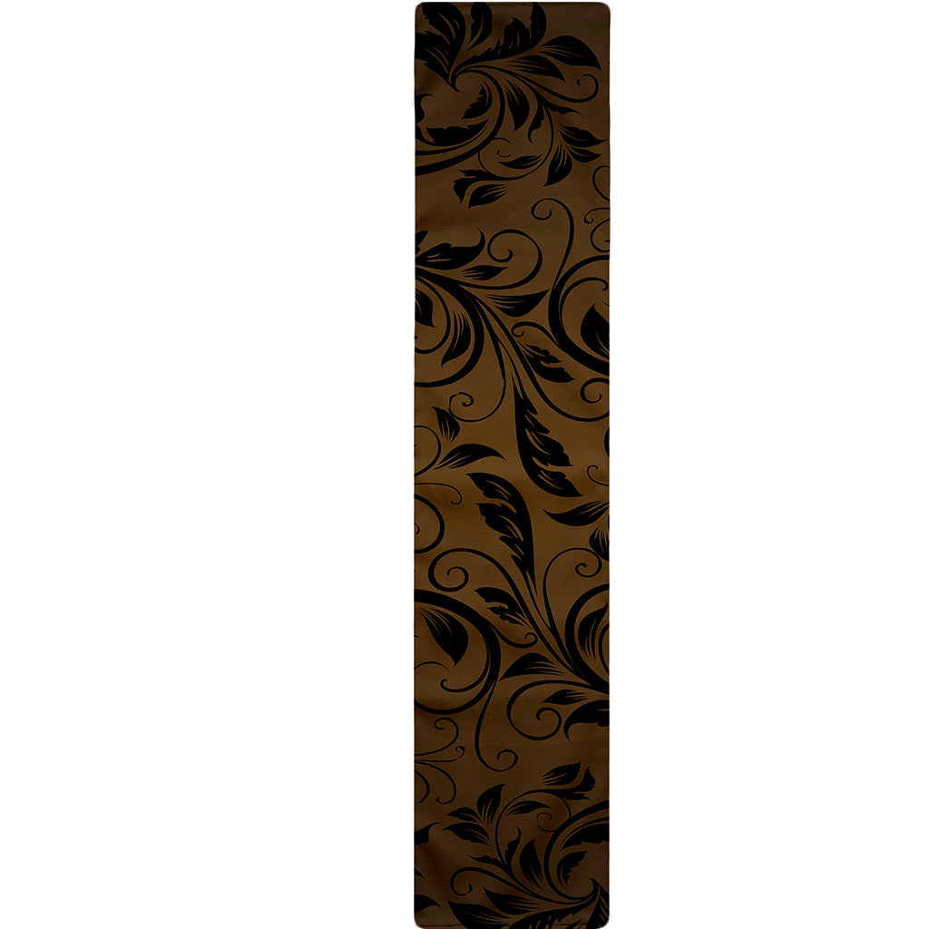 Dark Brown Western Damask Print Table Runner