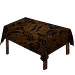 Dark Brown Western Damask Print Tablecloth