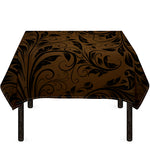 Dark Brown Western Damask Print Tablecloth