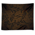 Dark Brown Western Damask Print Tapestry