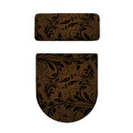 Dark Brown Western Damask Print Toilet Lid And Tank Cover Set