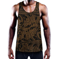 Dark Brown Western Damask Print Men's Workout Tank Top