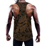 Dark Brown Western Damask Print Training Tank Top