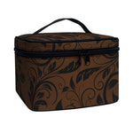 Dark Brown Western Damask Print Travel Makeup Bag