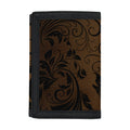 Dark Brown Western Damask Print Trifold Wallet