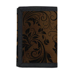 Dark Brown Western Damask Print Trifold Wallet