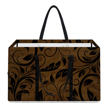Dark Brown Western Damask Print Utility Tote Bag