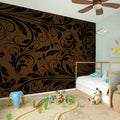 Dark Brown Western Damask Print Wall Sticker