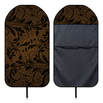 Dark Brown Western Damask Print Waterproof Car Seat Cover