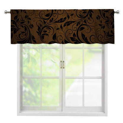 Dark Brown Western Damask Print Window Valance
