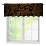 Dark Brown Western Damask Print Window Valance