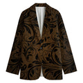 Dark Brown Western Damask Print Women's Blazer