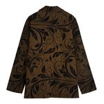 Dark Brown Western Damask Print Women's Blazer