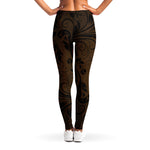 Dark Brown Western Damask Print Women's Leggings
