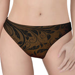 Dark Brown Western Damask Print Women's Thong